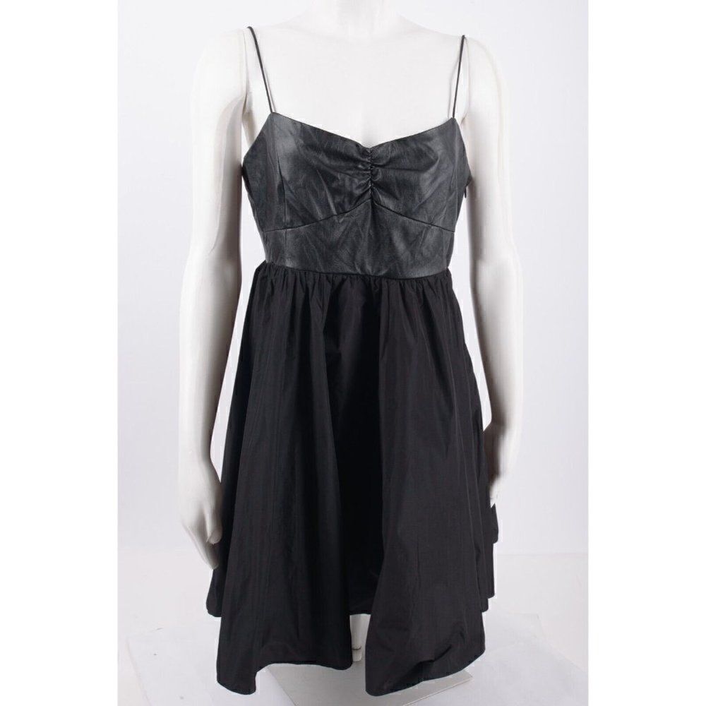 Zara Womens Combination Strappy Mini Dress M Black Faux leather 3666/054 NWT